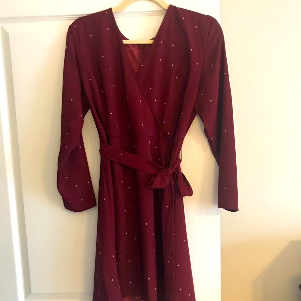 Loft Burgundy wrap-style dress